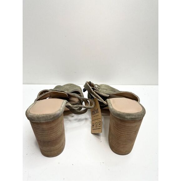 Crevo Hazelle Block Heel Mule Womens 7.5 Sage Slip On Leather Suede Sandal - Picture 5 of 9